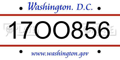 17OO856 District Of Columbia License Plate