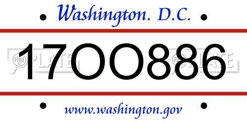 17OO886 District Of Columbia License Plate