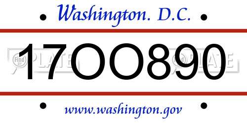 17OO890 District Of Columbia License Plate