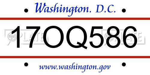 17OQ586 District Of Columbia License Plate