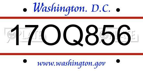 17OQ856 District Of Columbia License Plate