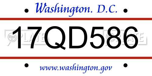 17QD586 District Of Columbia License Plate