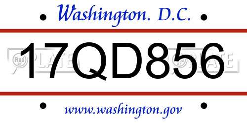 17QD856 District Of Columbia License Plate