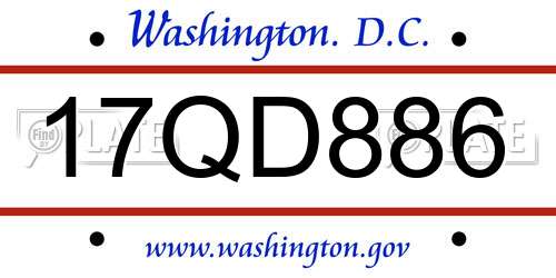 17QD886 District Of Columbia License Plate