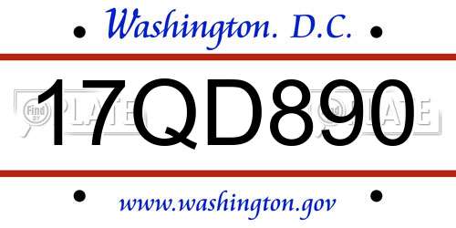 17QD890 District Of Columbia License Plate