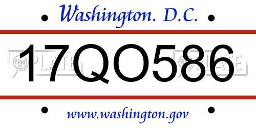 17QO586 District Of Columbia License Plate