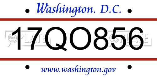 17QO856 District Of Columbia License Plate