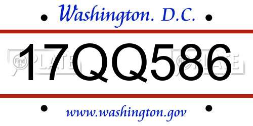 17QQ586 District Of Columbia License Plate