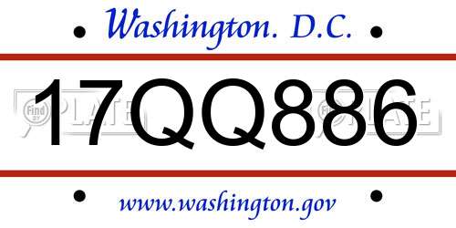 17QQ886 District Of Columbia License Plate