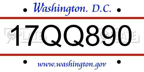 17QQ890 District Of Columbia License Plate