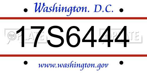 17S6444 District Of Columbia License Plate