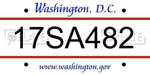 17SA482 District Of Columbia License Plate
