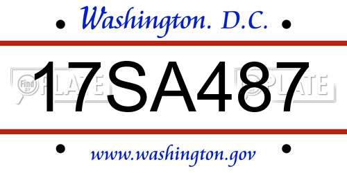 17SA487 District Of Columbia License Plate