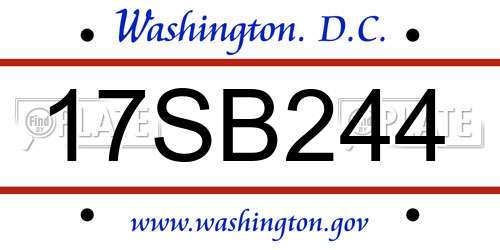 17SB244 District Of Columbia License Plate