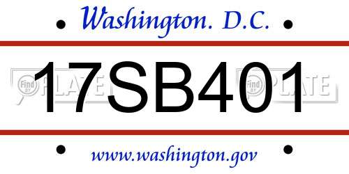 17SB401 District Of Columbia License Plate