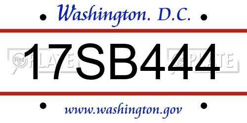 17SB444 District Of Columbia License Plate