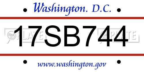 17SB744 District Of Columbia License Plate