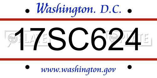 17SC624 District Of Columbia License Plate
