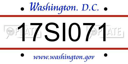 17SI071 District Of Columbia License Plate