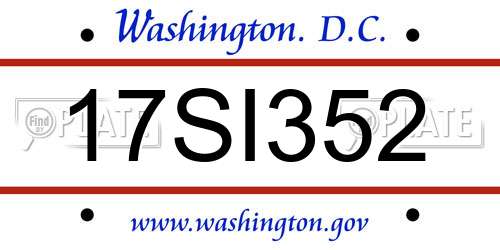 17SI352 District Of Columbia License Plate