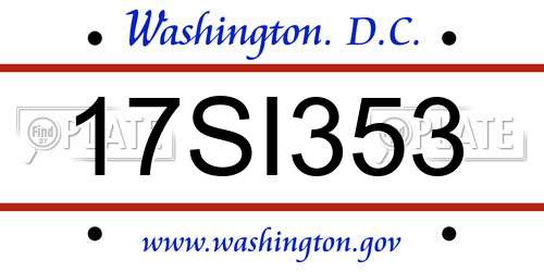17SI353 District Of Columbia License Plate