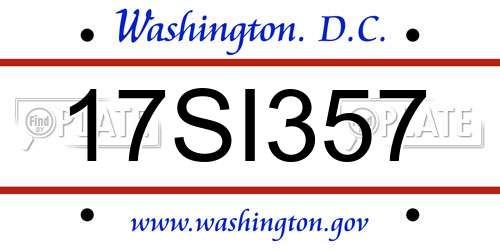 17SI357 District Of Columbia License Plate