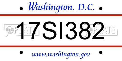 17SI382 District Of Columbia License Plate