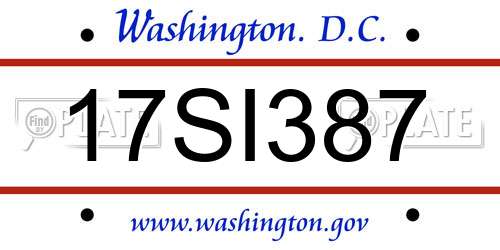 17SI387 District Of Columbia License Plate