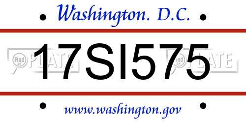 17SI575 District Of Columbia License Plate