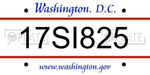 17SI825 District Of Columbia License Plate