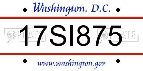 17SI875 District Of Columbia License Plate