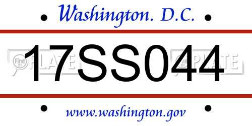 17SS044 District Of Columbia License Plate
