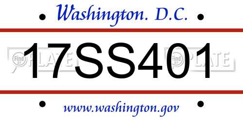17SS401 District Of Columbia License Plate