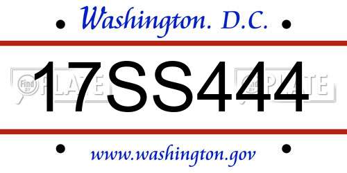 17SS444 District Of Columbia License Plate
