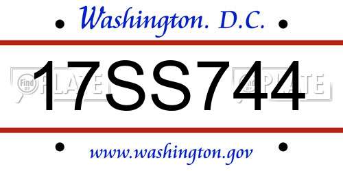 17SS744 District Of Columbia License Plate
