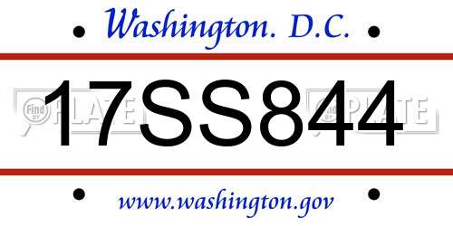 17SS844 District Of Columbia License Plate