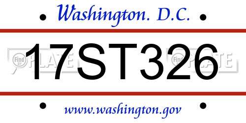 17ST326 District Of Columbia License Plate