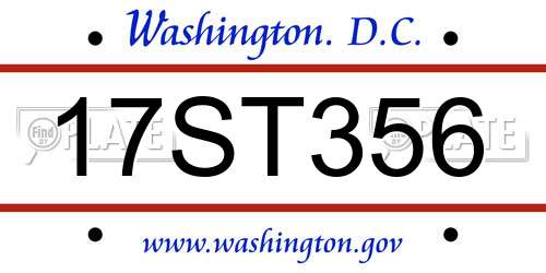 17ST356 District Of Columbia License Plate