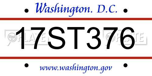 17ST376 District Of Columbia License Plate
