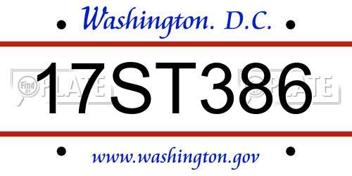 17ST386 District Of Columbia License Plate