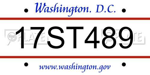 17ST489 District Of Columbia License Plate