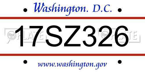 17SZ326 District Of Columbia License Plate