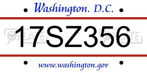 17SZ356 District Of Columbia License Plate