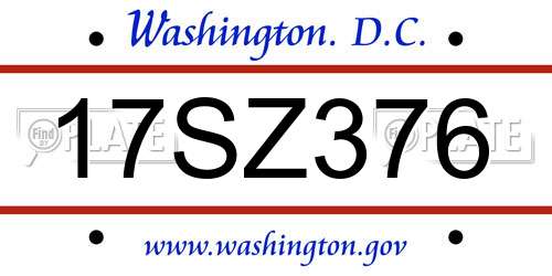 17SZ376 District Of Columbia License Plate
