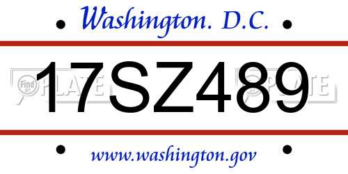 17SZ489 District Of Columbia License Plate