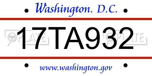 17TA932 District Of Columbia License Plate