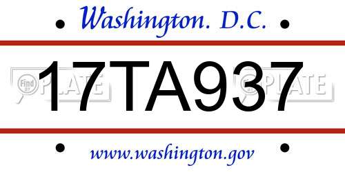 17TA937 District Of Columbia License Plate
