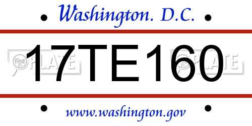 17TE160 District Of Columbia License Plate