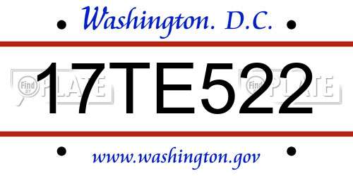 17TE522 District Of Columbia License Plate