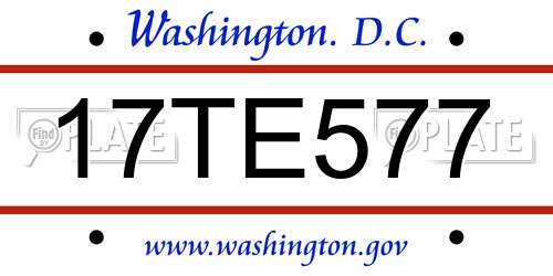 17TE577 District Of Columbia License Plate